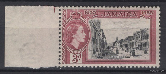 Ямайка 1955 **  300 лет с Британией, марка из серии с левым полем