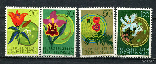 Лихтенштейн - 1970 - Цветы. Местная флора - [Mi. 521-524] - полная серия - 4 марки. MNH.  (Лот 96Gс)-T2P5