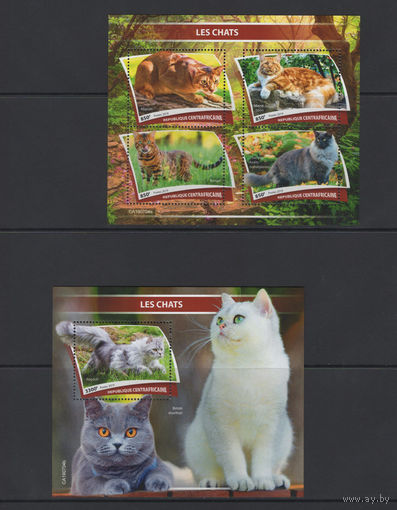 Центрально-Африканская Республика 2007** Домашние Животные Кошки Mi#9062-9065+BL