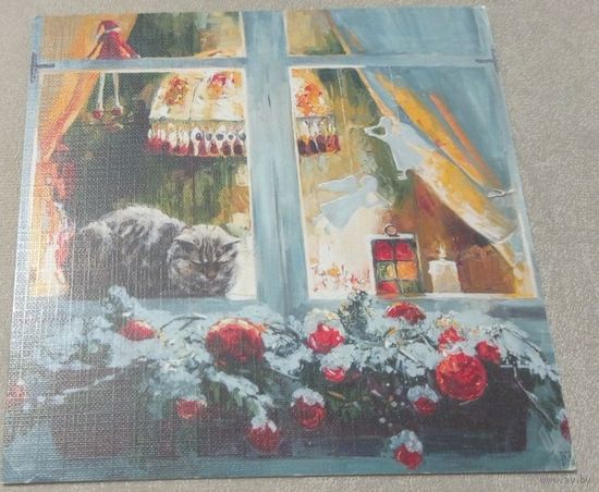 Посткроссинг. Открытка "Завтра наступит Рождество", худ.Мария Павлова (15х15). Прошла почту. Художественные марки, чёткий штемпель.