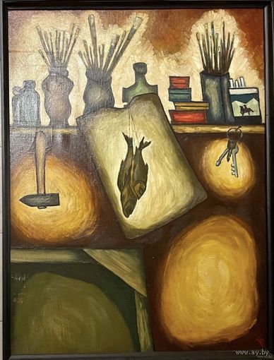 Белявский В.В "Натюрморт с рыбой", 1984г. Холст, масло. Размер 90х120 см.