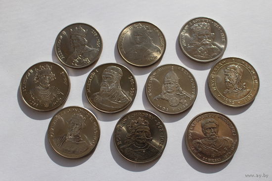 Польша, Набор монет 10 шт. - "Короли" 1979-1989 год, состояние XF-aUNC
