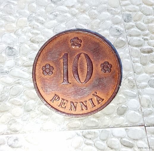 10 пенни 1938 года Финляндия. Финляндская Республика (Suomi).