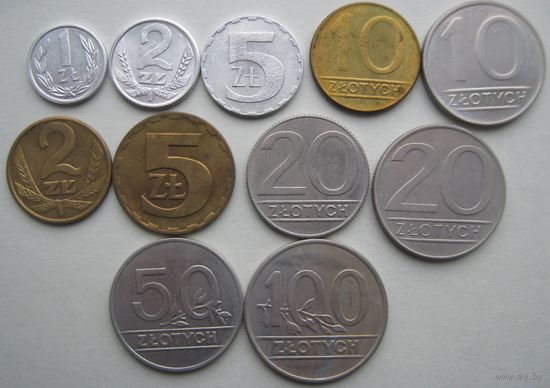 Монеты Польши разных годов ( с 1976 по 1990гг. )-11 шт.