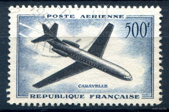 Франция - 1957г. - самолёт каравелла, авиапочта - 1 марка - полная серия, гашёная [Mi 1120]. #2-Fr-63-A-2