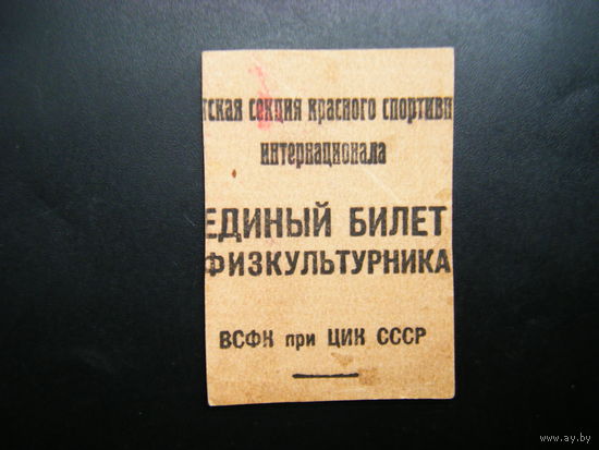 ЕДИНЫЙ БИЛЕТ ФИЗКУЛЬТУРНИКА Бойца РККА 30-е годы пр. века.