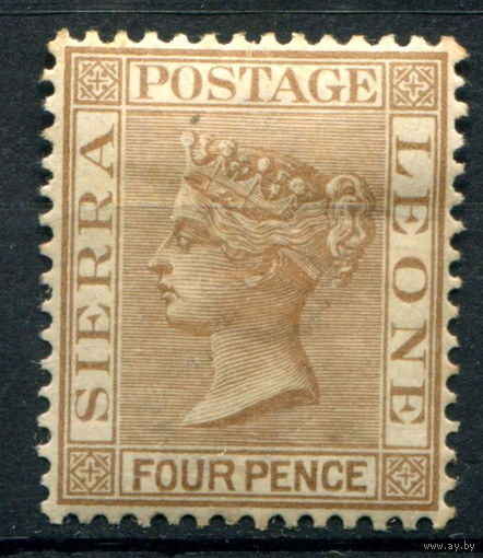 Британские колонии - Сьерра-Леоне - 1883/93г. - королева Виктория, 4 P - 1 марка - MH с маленьким пятнышком на лицевой стороне [Mi 20]. #4-B5-118-A-1