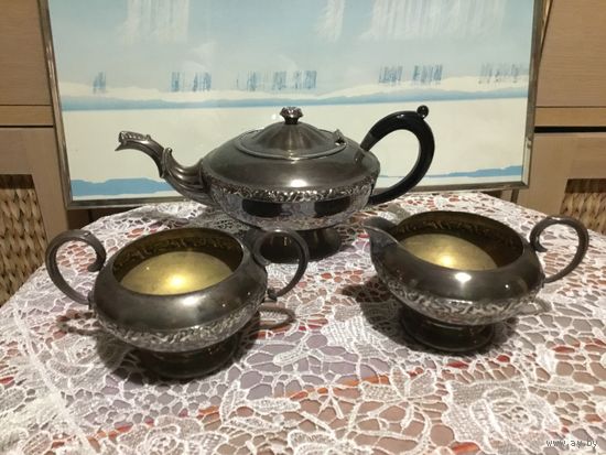 Старинный Чайный сервиз Silver Plated Распродажа!Глубокое серебрение Canada клеймо