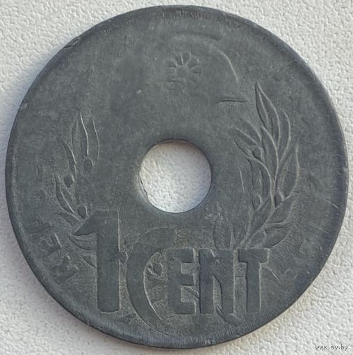 Французский Индокитай 1 сантим 1940 г. Роза на фригийской шапке. Разновидность