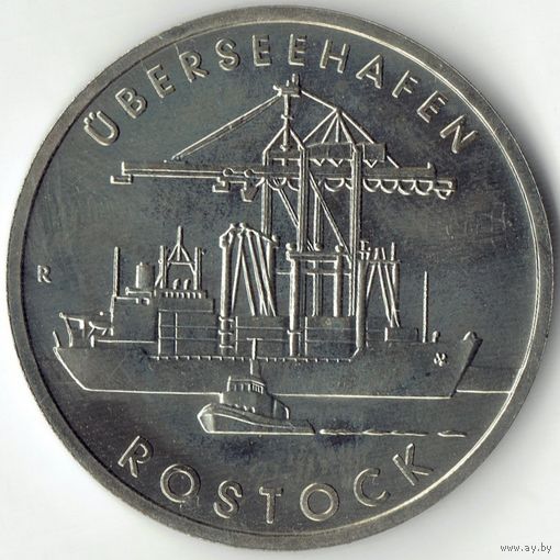 ГДР 5 марок, 1988 30 лет порту города Росток UNC