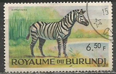 Бурунди. Животный мир страны. Зебра. 1964г. Mi#95.
