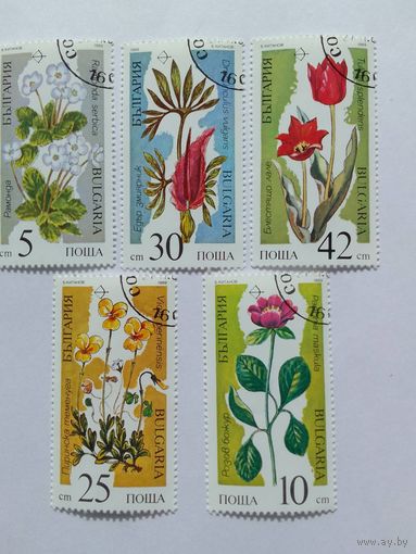Марки  Цветы  Болгария 1989  5  шт. - 3,00 руб