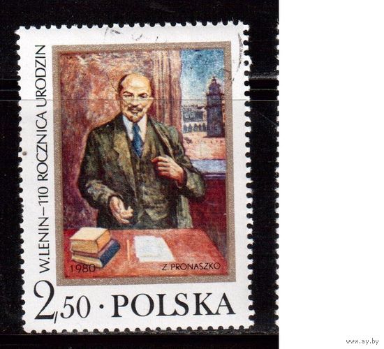 Польша-1980, (Мих.2682) гаш.,  Ленин,  Искусство, Живопись