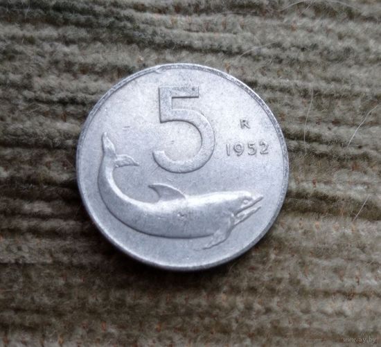 Werty71 Италия 5 лир 1952 Рыба Дельфин
