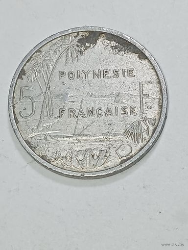 Французская Полинезия 5 франков 1982 года .