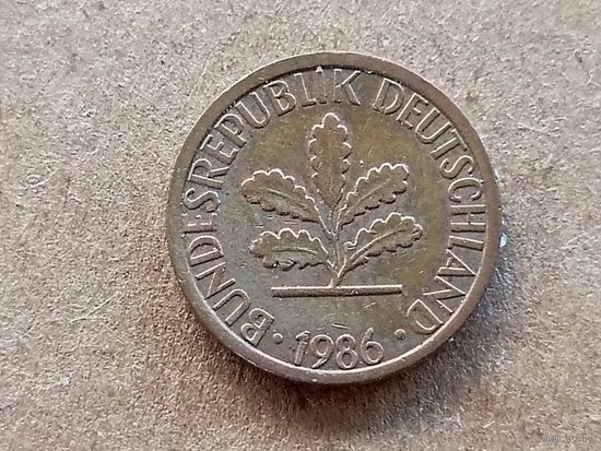 ФРГ 1 пфенниг, 1986"D" (К-U-)