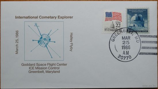 Конверт 1986г. USA 22с+3с марки
