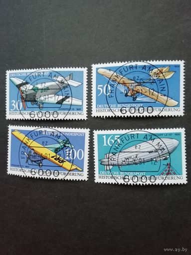 Германия 1991 Четыре марки из серии "История авиапочты Германии" (гашеные с клеем) Мi.1522-1525 каталог 4.00 евро