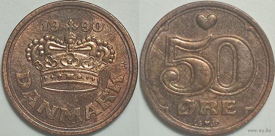 Дания 50 эре 1990г. 01.018