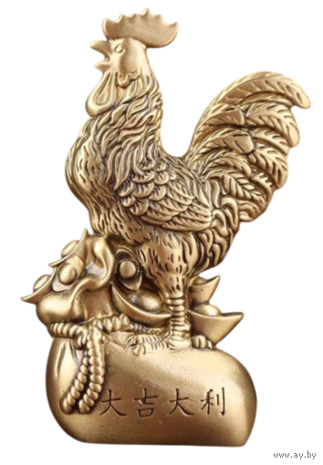 Статуэтка Петух на денежном мешке Бронза
