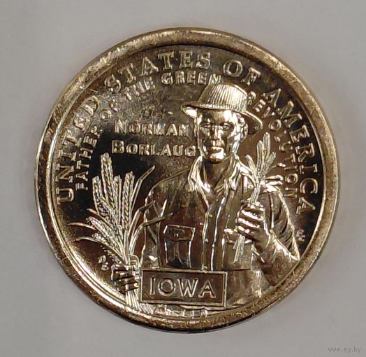 США 1 доллар 2026 Американские инновации 2026 Агроном Норман Борлоуг Айова  Двор D и Р  30-я монета в серии.