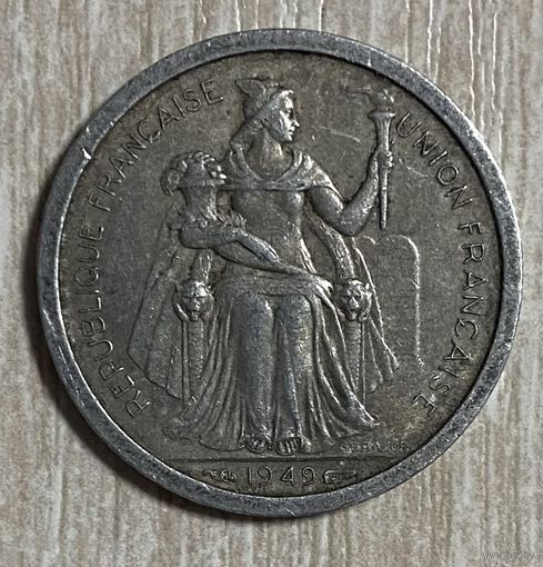 Монета 1 франк 1949 год. Французская Океания. С рубля без МЦ.
