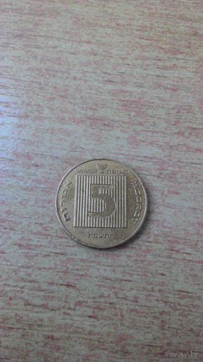 Израиль, 5 агорот 1987 "Ханука".