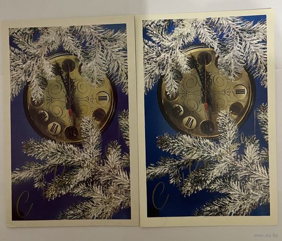 Открытки СССР С Новым Годом Часы