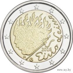 2 Евро Финляндия 2016 90 лет со дня смерти Эйно Лейно UNC
