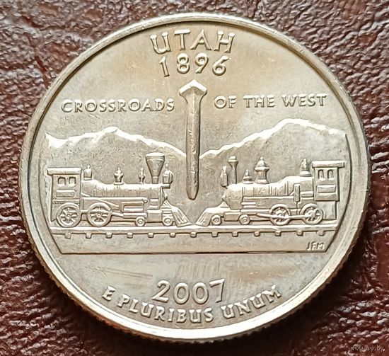 США 25 центов , D 2007 Квотер штата Юта   ( 2-5-8 )