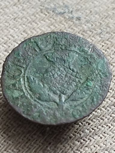 Распродажа - тернер,двойной пенни(1632-1639гг),Чарльз 1,Шотландия,Первая медная монета массово ходившая на территории ВКЛ.,
