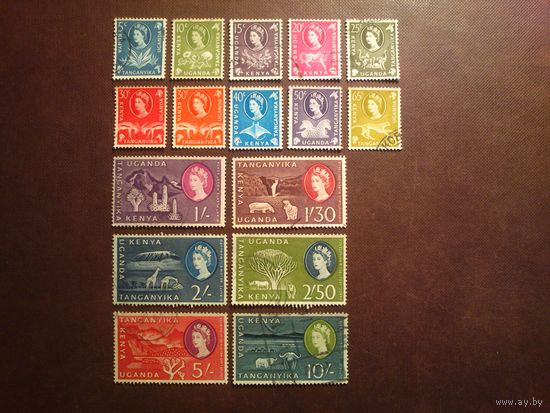 Британская колония Кения , Уганда, Танганьика 1960 г.Королева Елизавета II и фауна./п/