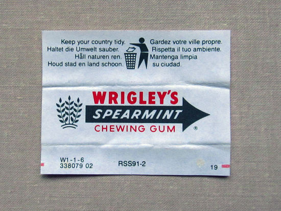 G4-327 Обертка фантик от жевачки жевательной резинки Wrigleys Spearmint 1980-1990-е