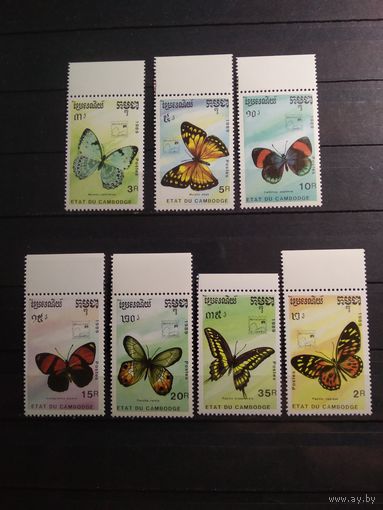 Камбоджа 1989 г. Бабочки.