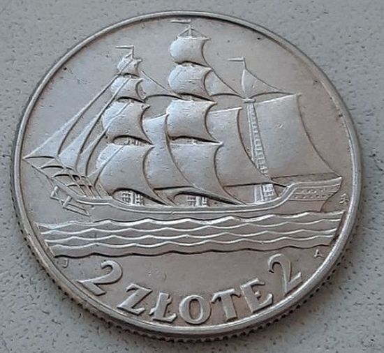 2 злотых 1936, Польша.