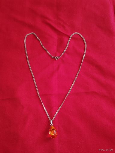 Женская серебряная цепочка, +кулон.