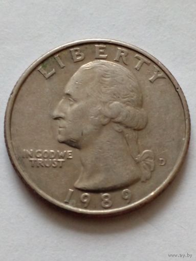 США 25 центов 1989 D