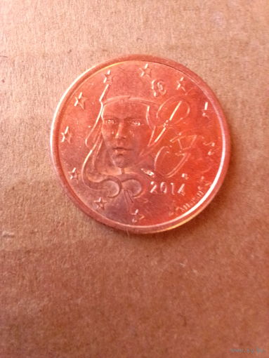 Монеты.Европа. Франция 5 евро центов 2014 г.