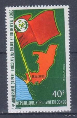[178] Конго 1973. Карта.Флаг. Одиночный выпуск. MNH