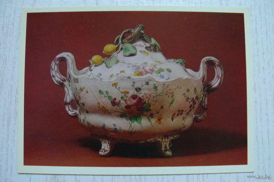Миска с крышкой (Франция, фаянс, роспись); 1980, чистая.
