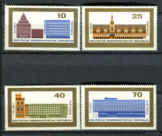 ГДР - 1965г. - 800 лет Лейпцигу - полная серия, MNH, одна марка с отпечатком на клее [Mi 1126-1129] - 4 марки