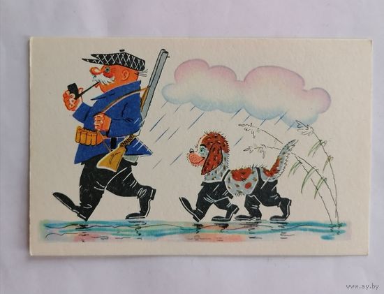 Открытка из СССР, 1968 г, Чистая. Заботливый хозяин.