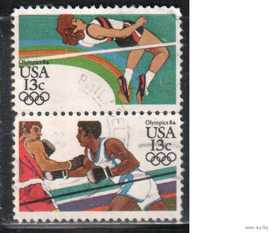 США-1983, (Мих.1645, 1647) , гаш. , Спорт, ОИ-1984 ,