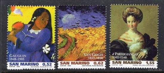 2003 Сан-Марино. Великие мастера живописи Mi. 2081-2083 MNH ** Ван Гог, Гоген