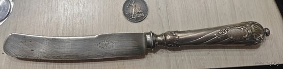 Антикварный, немецкий ножик - Solingen. Ручка из сплава серебра 800 пробы. Общий вес 84гр. Острый
