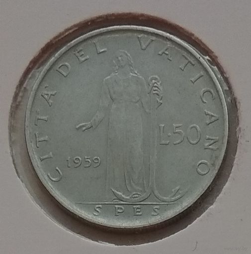 Ватикан 50 лир 1959 г. В холдере