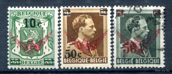 Бельгия - 1942г. - гербы, король Леопольд III, служебные марки - 3 марки - полная серия, MLH, гашёная [Mi 32-34]. #2-Be-58-B-1