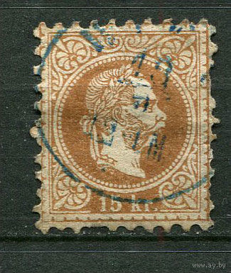 Австро-Венгрия - 1867 - Император Франц Иосиф 15Kr - (есть тонкое место) - [Mi.39IA] - 1 марка. Гашеная.  (Лот 40CD)