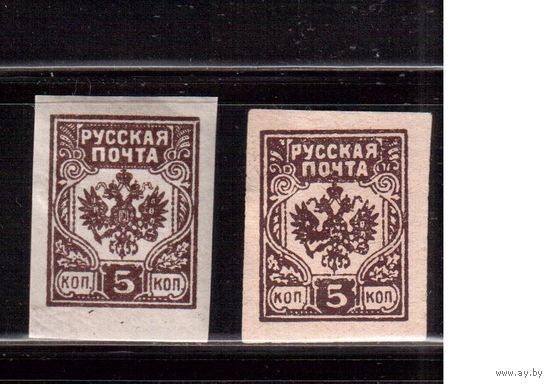 Россия-1919 (Сол.36А) * ,  Гражданская война, Западная Армия(Авалов-Бермондт), оттенки