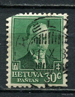 Литва - 1934 - Антанас Сметона 30С - (с повреждением) - [Mi.392] - 1 марка. Гашеная.  (Лот 11JA)-TG3P52